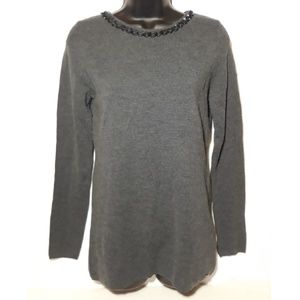 Escada Sorrent Grey Wool/Silk Knit Top Sz S